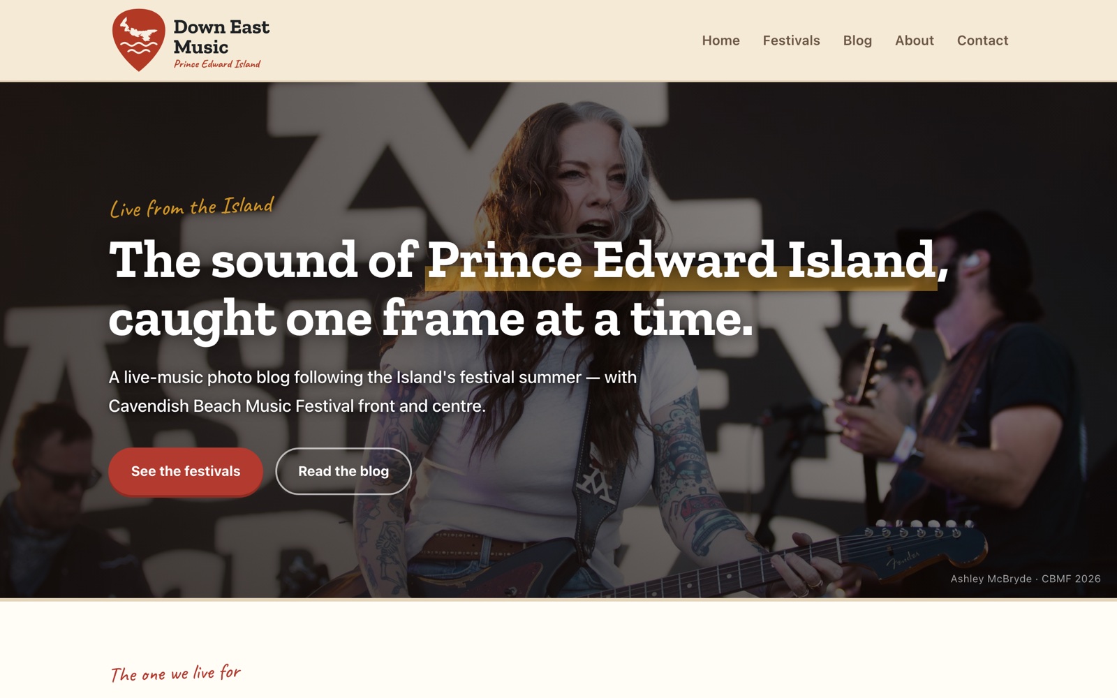After: the rebuilt Down East Music homepage