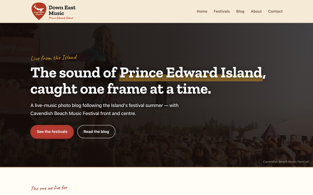 Down East Music homepage — live-music photography from Prince Edward Island
